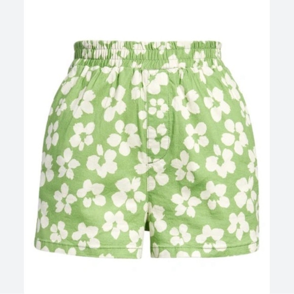 TOPSHOP CO ORD PULL ON HIBISCUS FLORAL PRINT SHORTS SIZE 4 IN GREEN - Picture 3 of 10